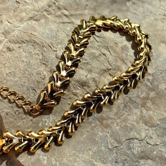 💙 Gold Plated Stainless Steel Wheat Chain Bracelet - Picture 6 of 12